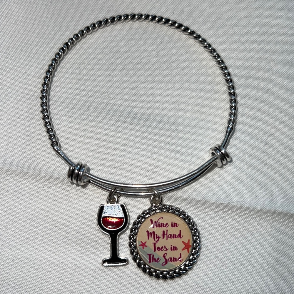 “Wine in my hand, toes in the sand” charm bracelet